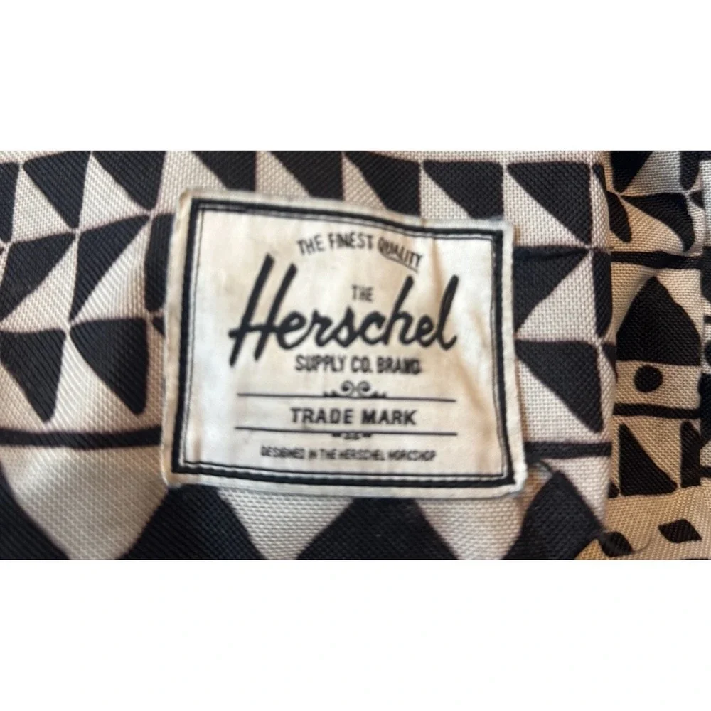 Herschel Backpack Black‎ and White Geometric Print Unisex Hiking Travel Biking
